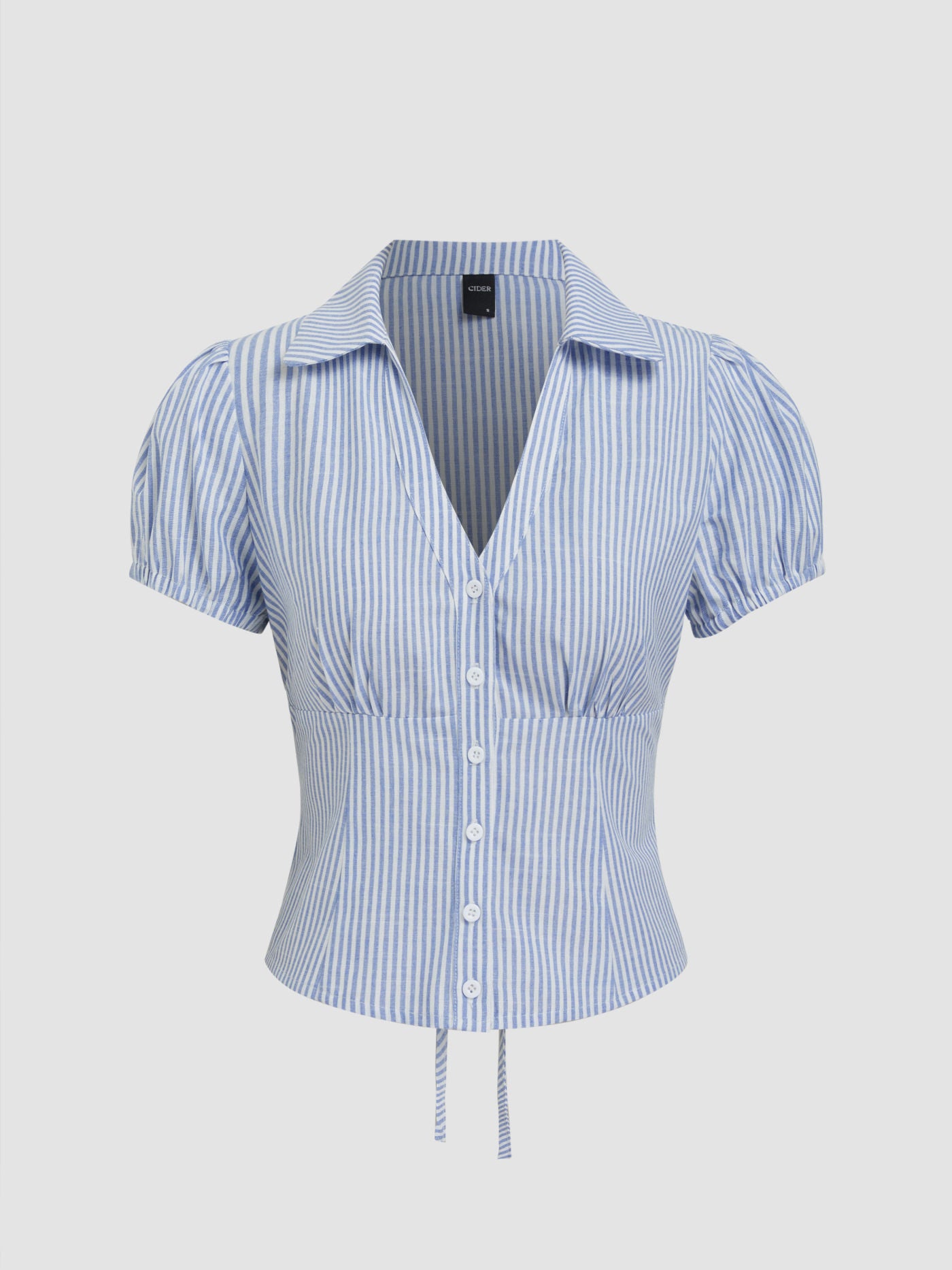 Camicia a righe con fiocco in misto cotone