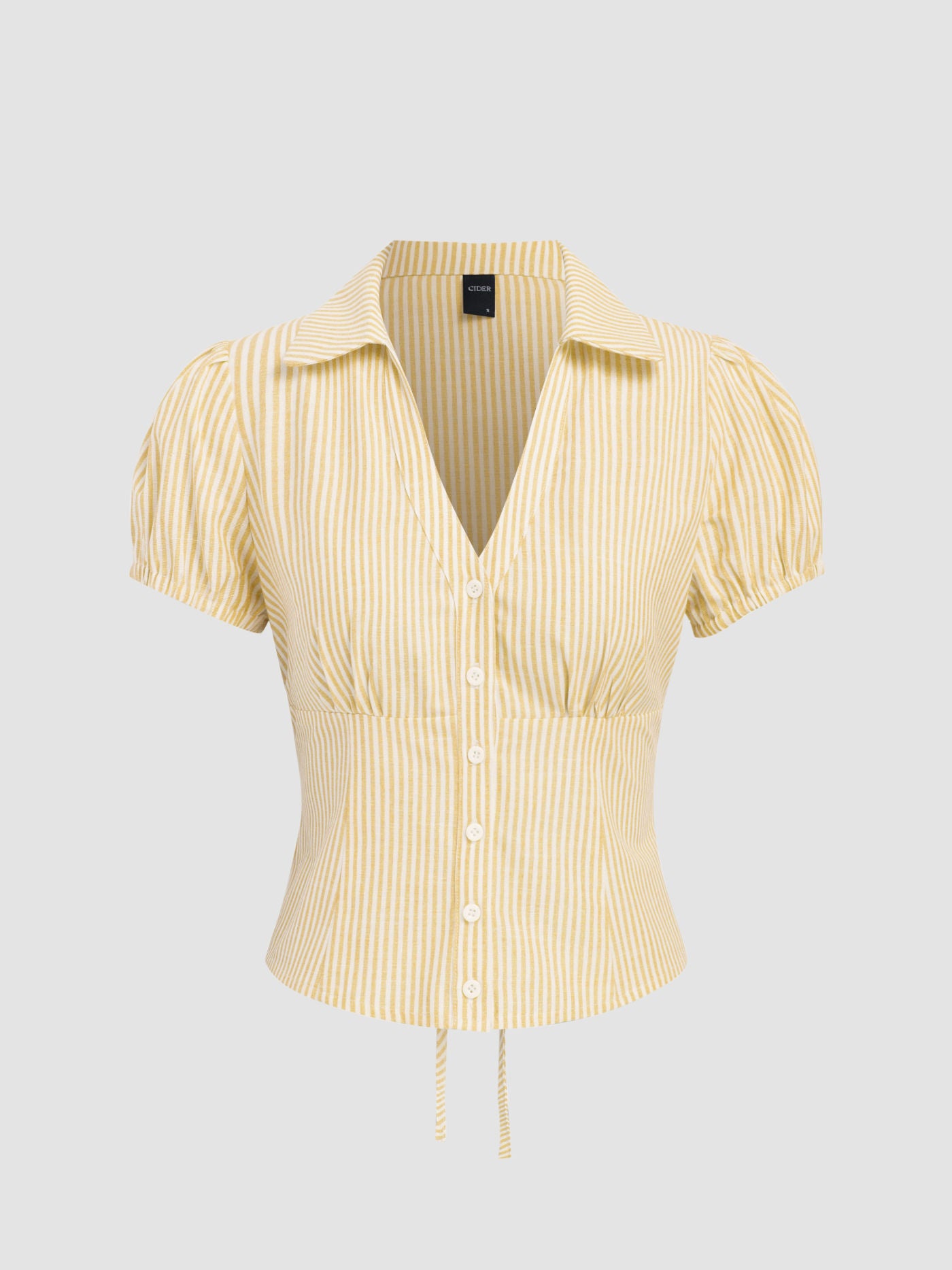 Camicia a righe con fiocco in misto cotone