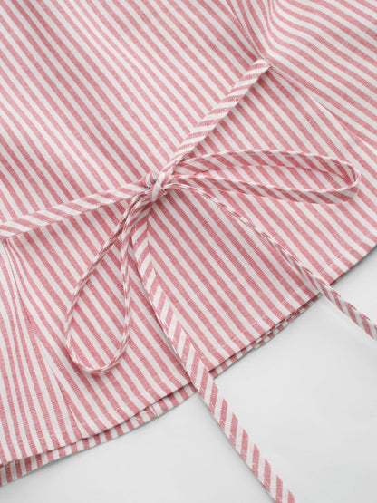 Camicia a righe con fiocco in misto cotone