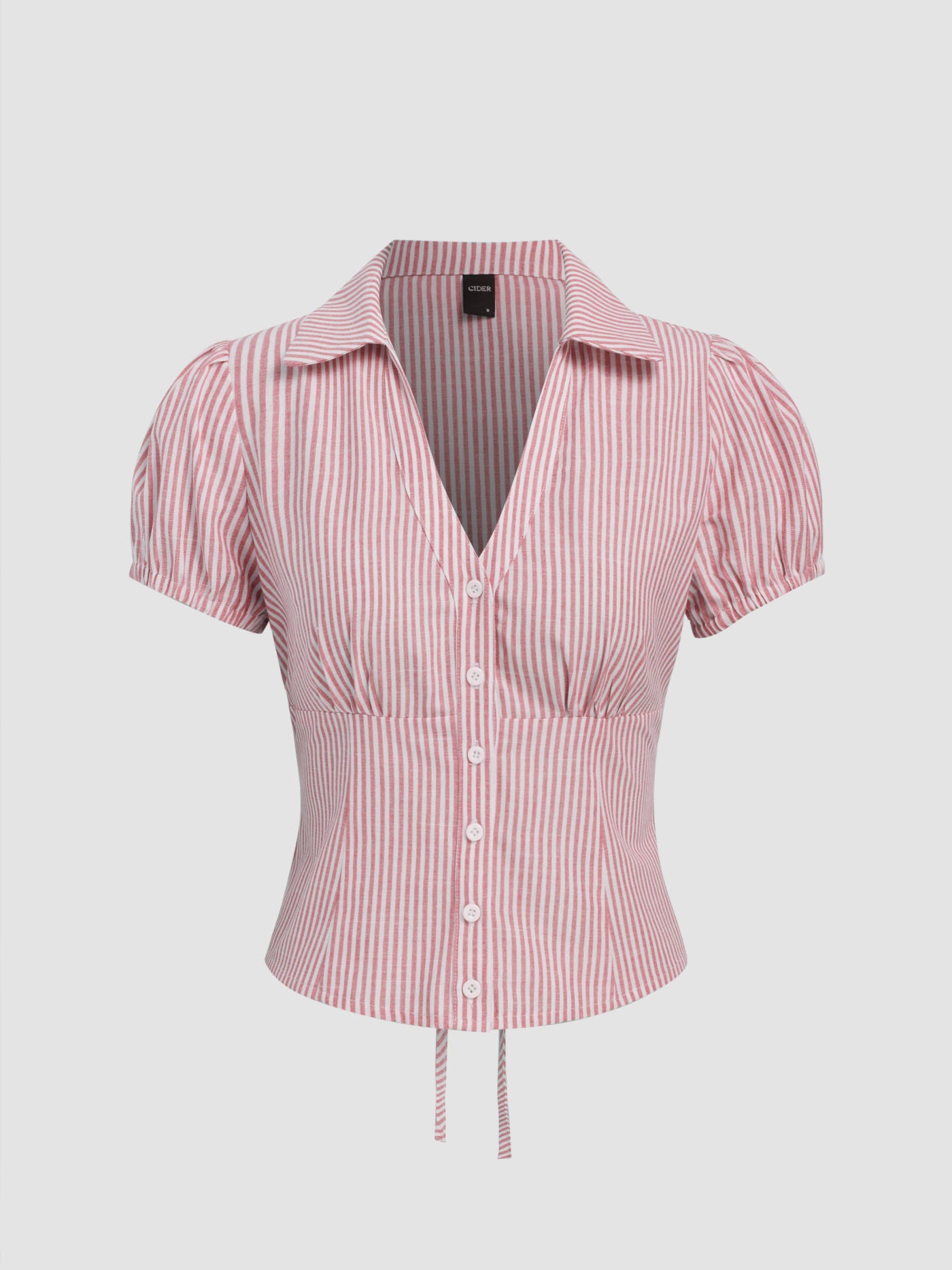 Camicia a righe con fiocco in misto cotone