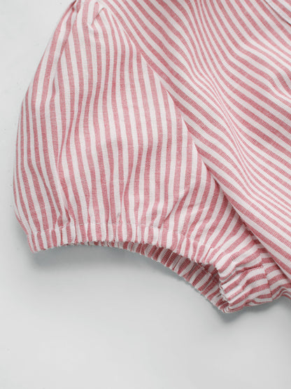 Camicia a righe con fiocco in misto cotone